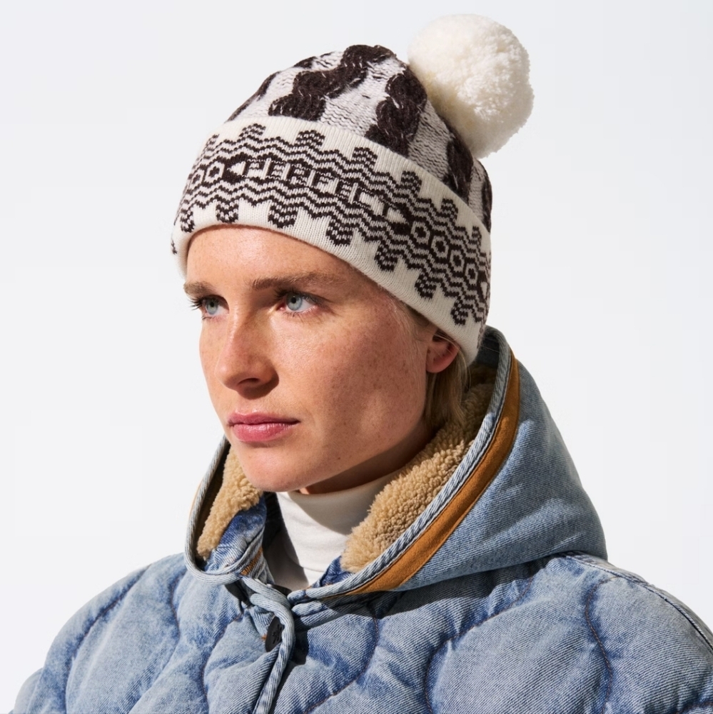 Perfect Moment Beanie Cable Knit Merino Wool Beanie Beige Brown